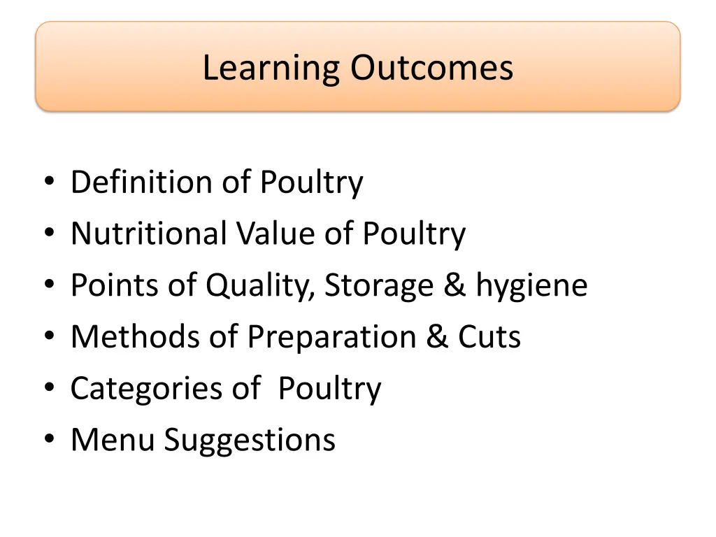 learning outcomes