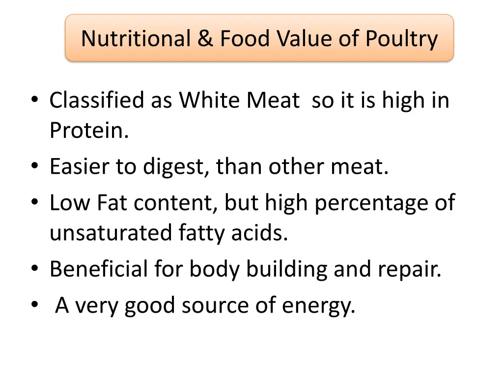 nutritional food value of poultry