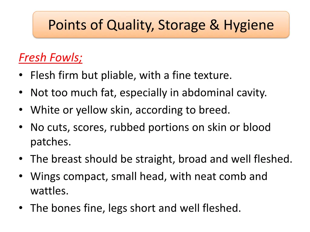 points of quality storage hygiene