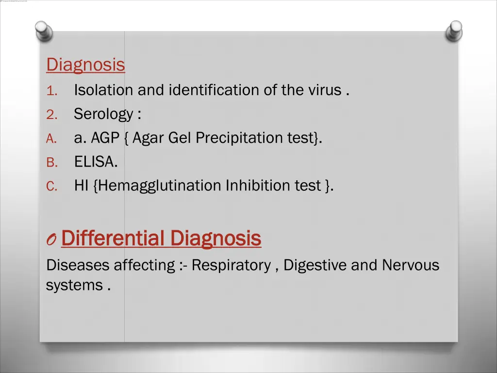 diagnosis isolation and identification