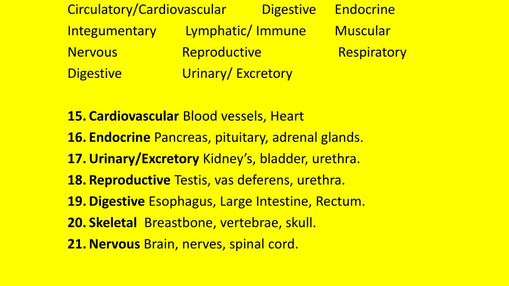 circulatory cardiovascular integumentary nervous