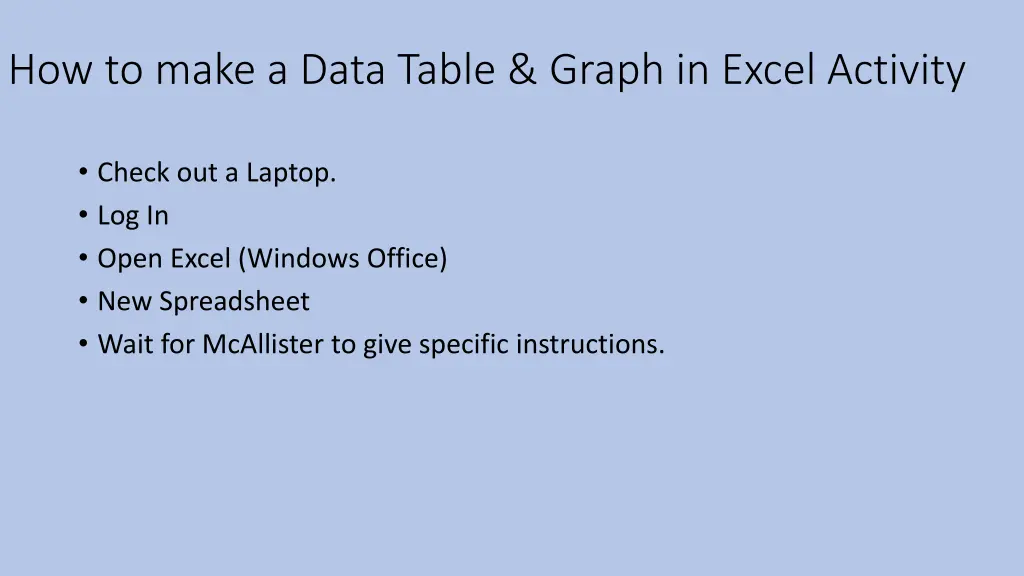 how to make a data table graph in excel activity