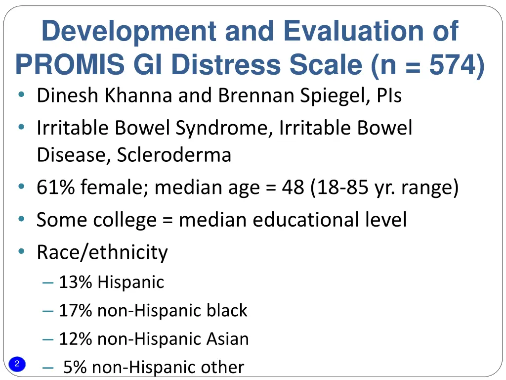 development and evaluation of promis gi distress