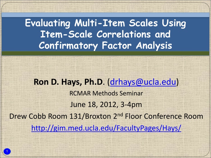 evaluating multi item scales using item scale