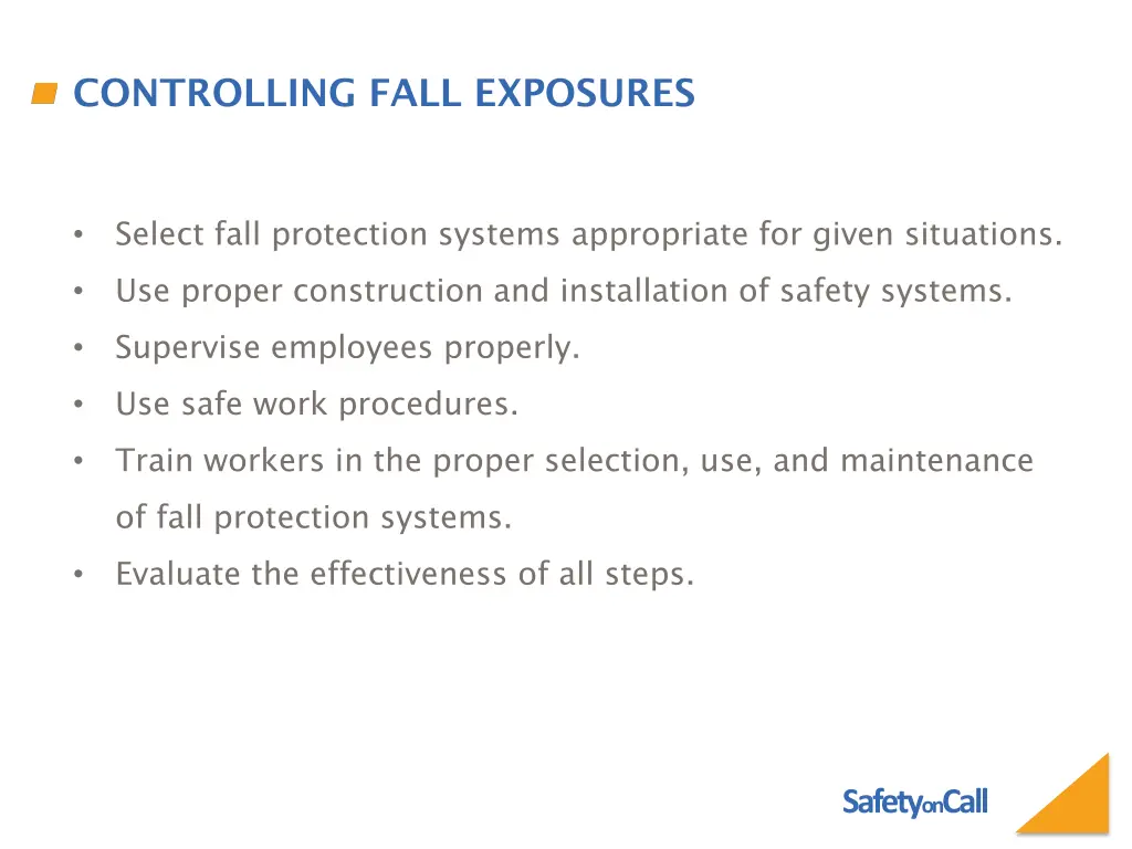 controlling fall exposures