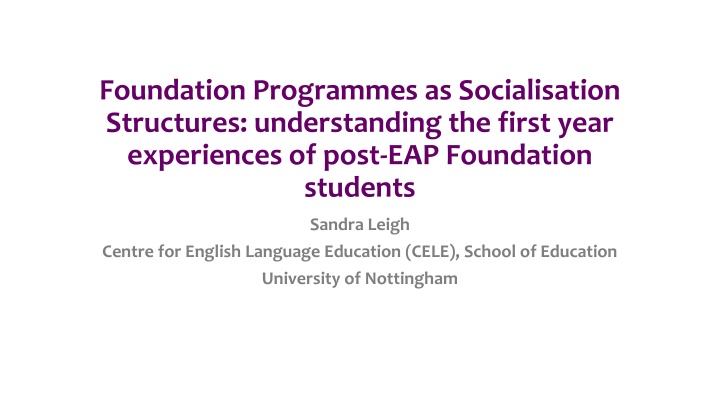 foundation programmes as socialisation structures