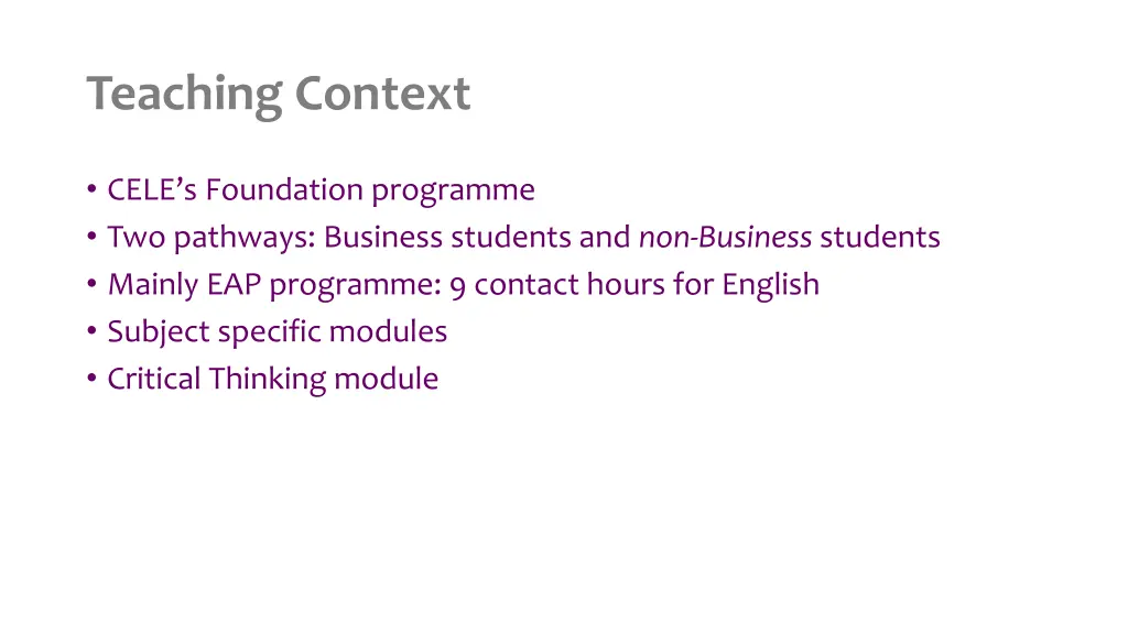 teaching context