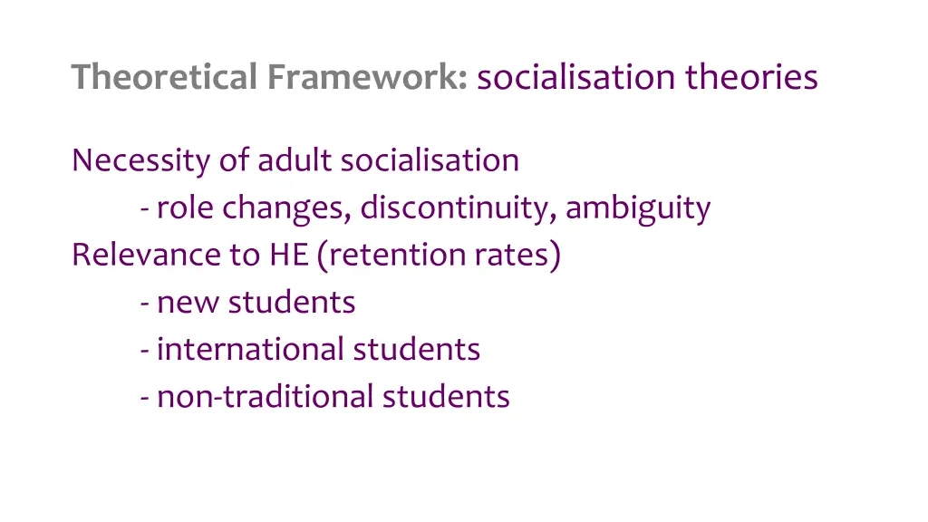 theoretical framework socialisation theories