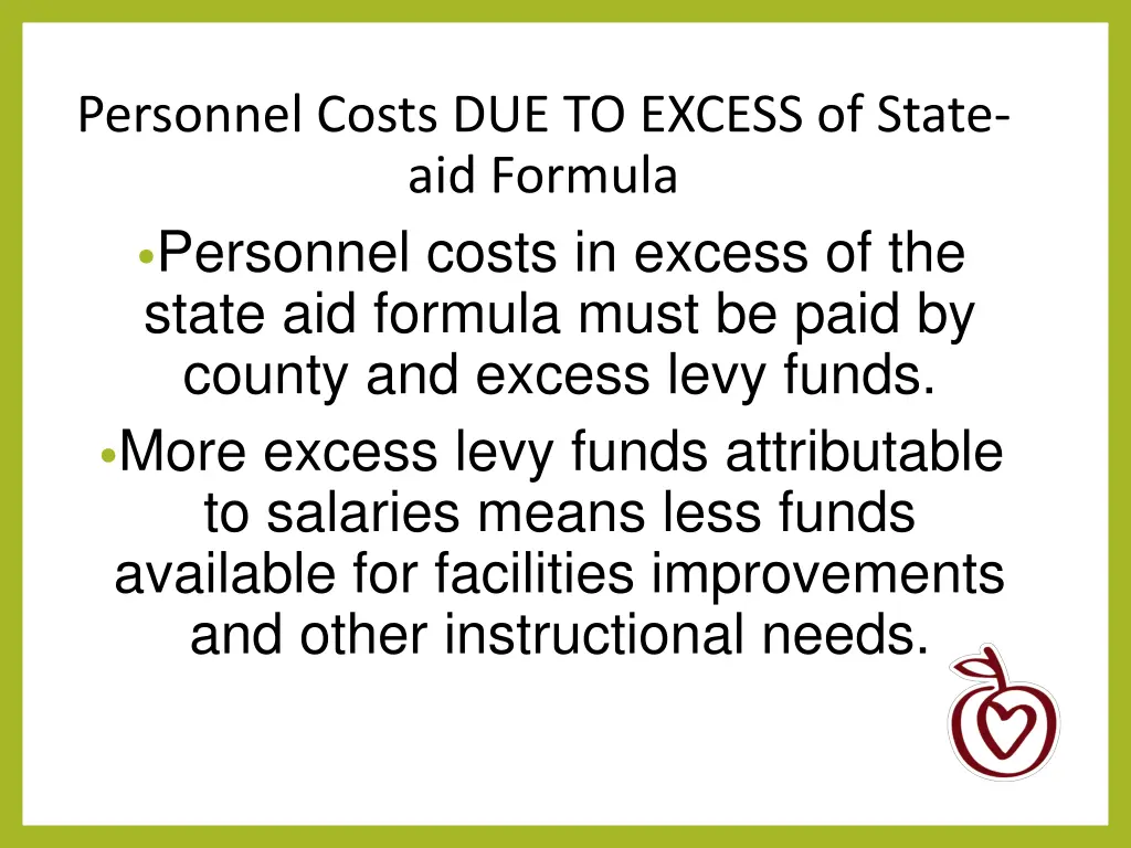 personnel costs due to excess of state