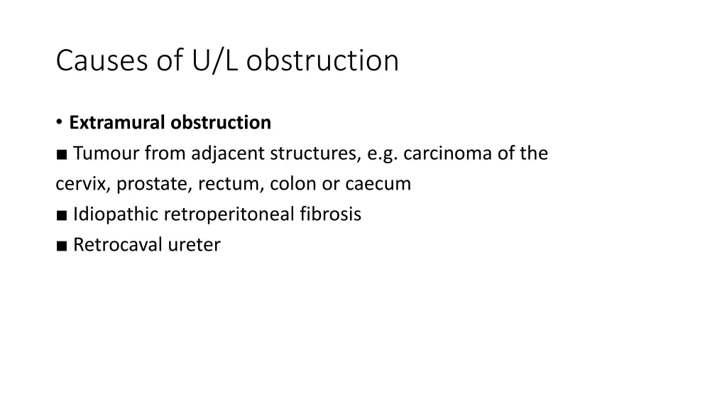 causes of u l obstruction