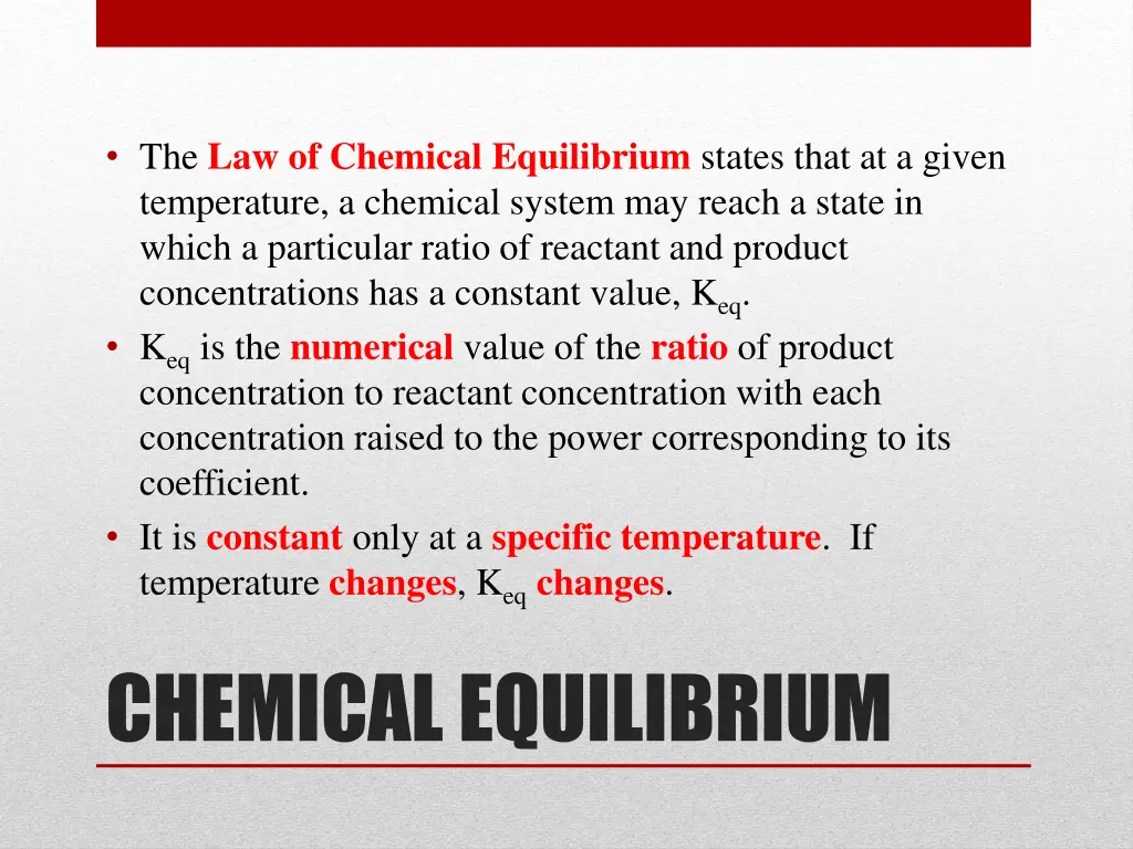 the law of chemical equilibrium states that