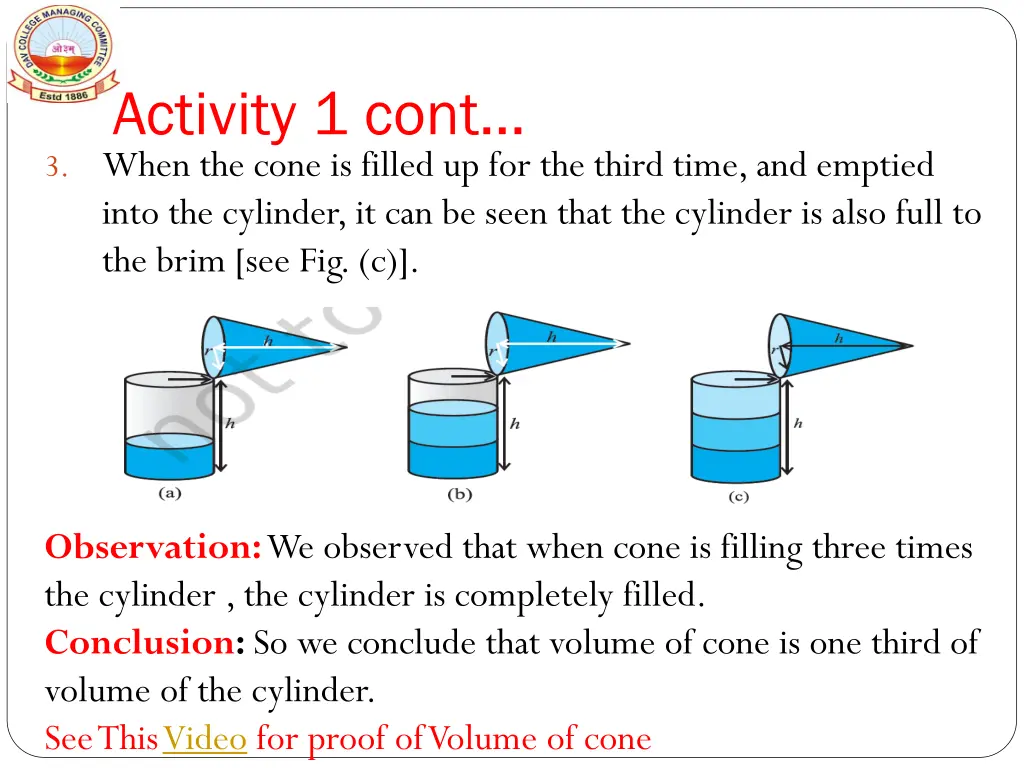 activity 1 cont 3 when the cone is filled