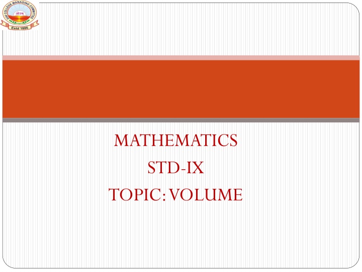 mathematics std ix topic volume