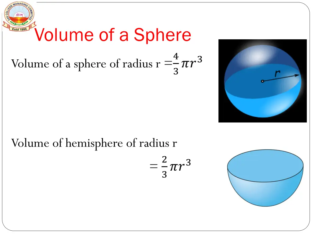 volume of a sphere volume of a sphere of radius