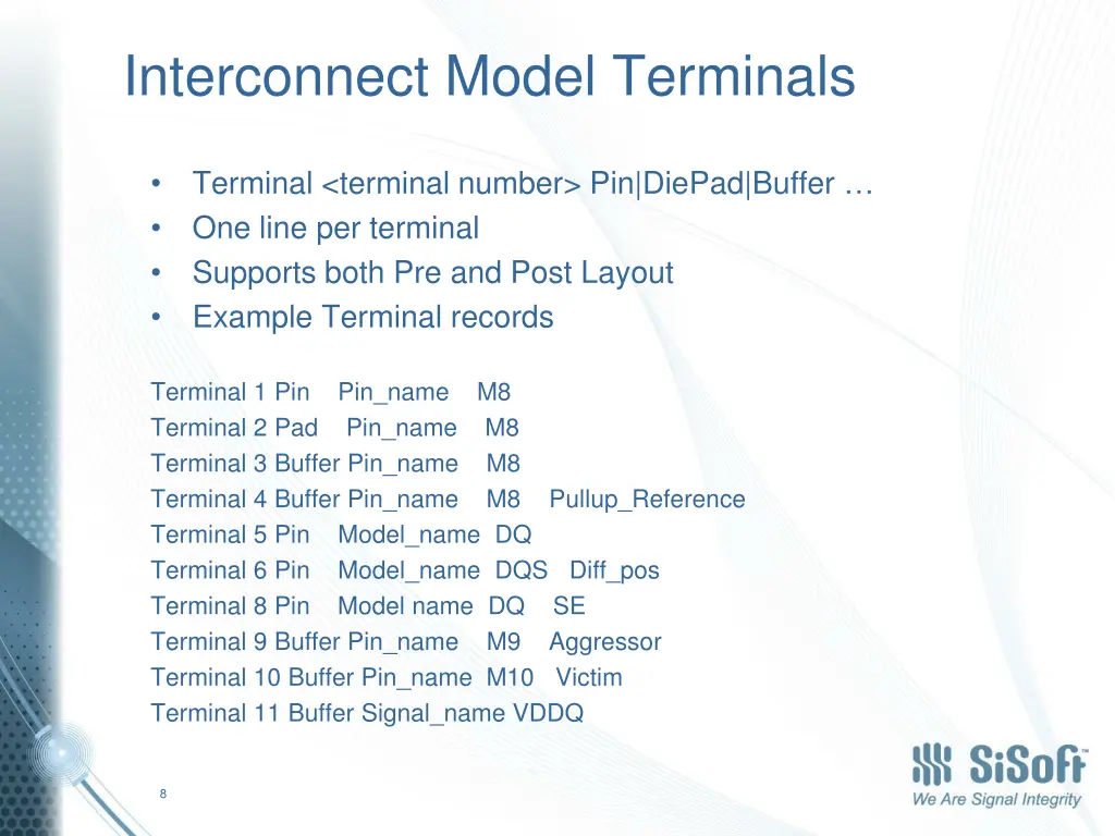 interconnect model terminals