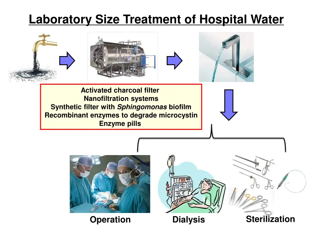 laboratory size treatment of hospital water