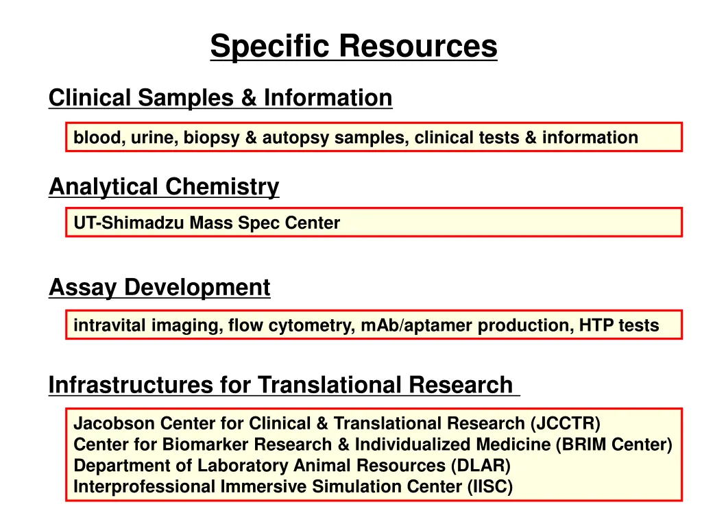 specific resources