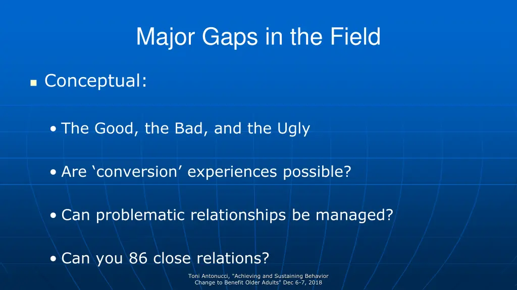 major gaps in the field