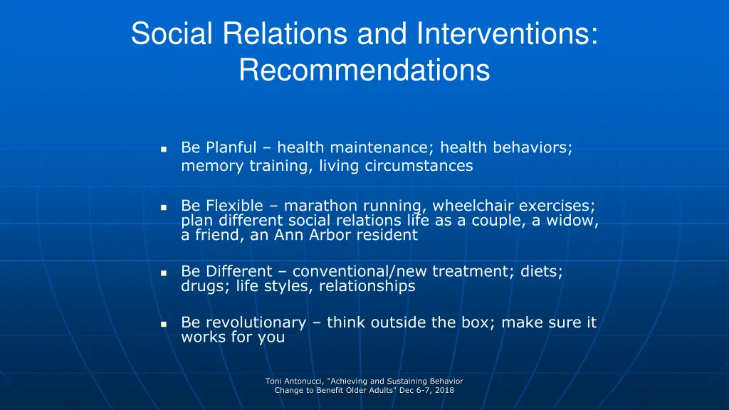 social relations and interventions recommendations