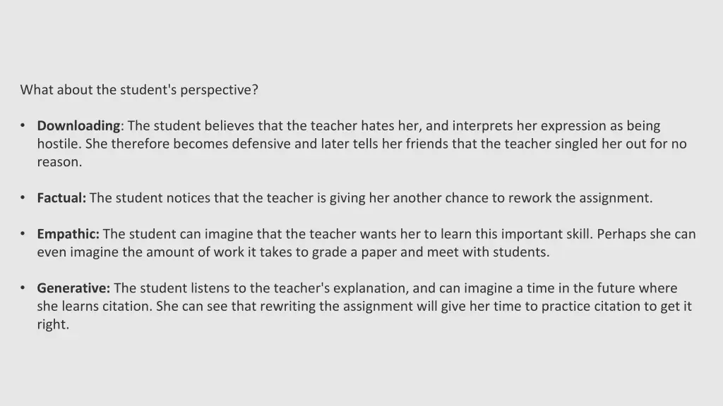 what about the student s perspective