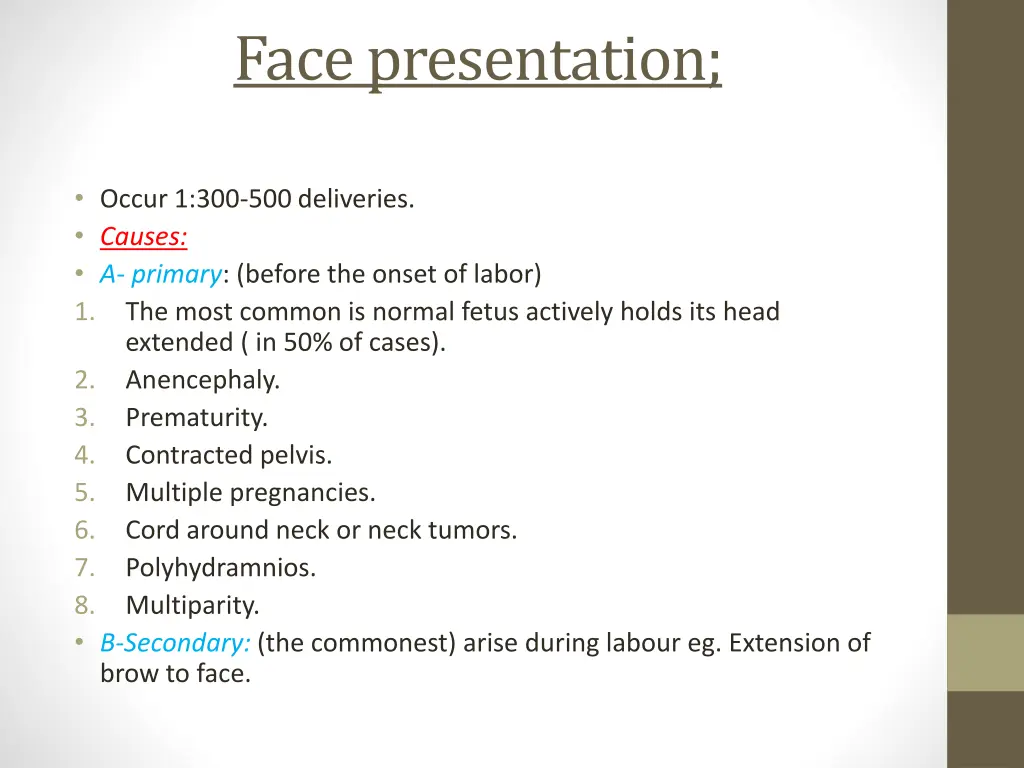 face presentation