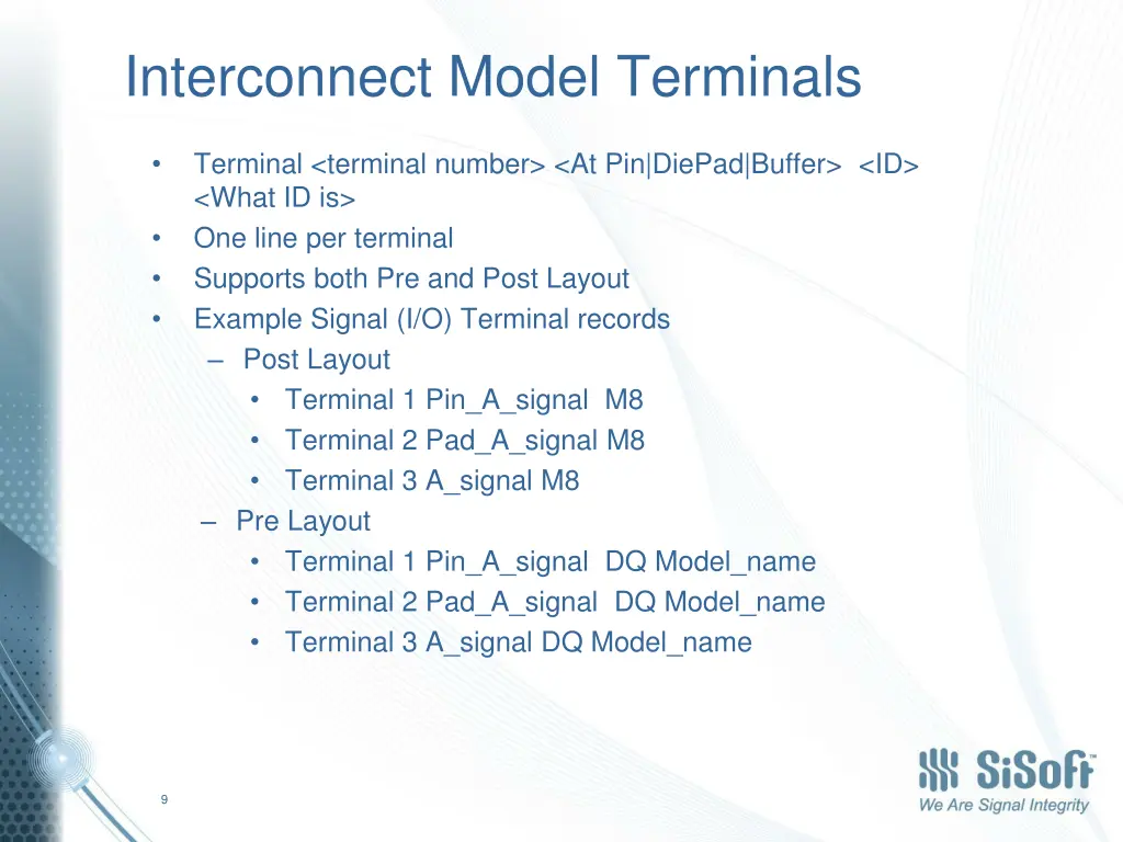 interconnect model terminals