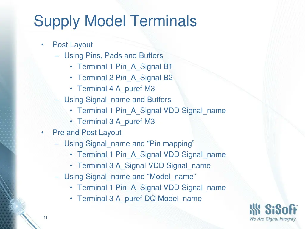 supply model terminals