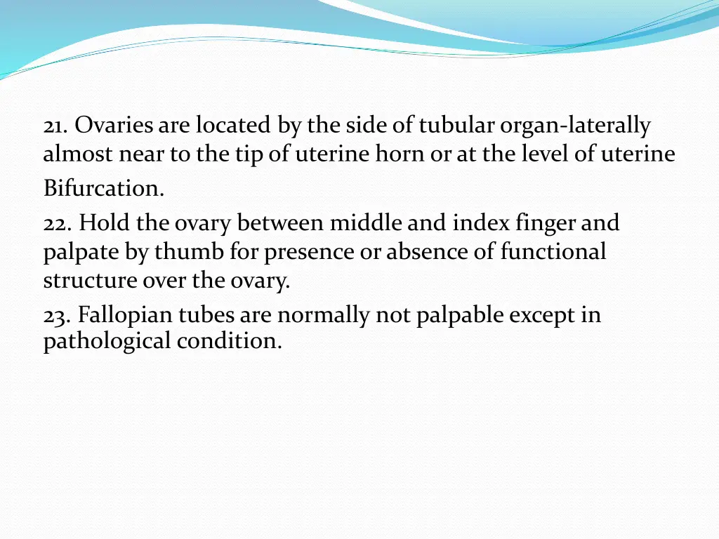 21 ovaries are located by the side of tubular