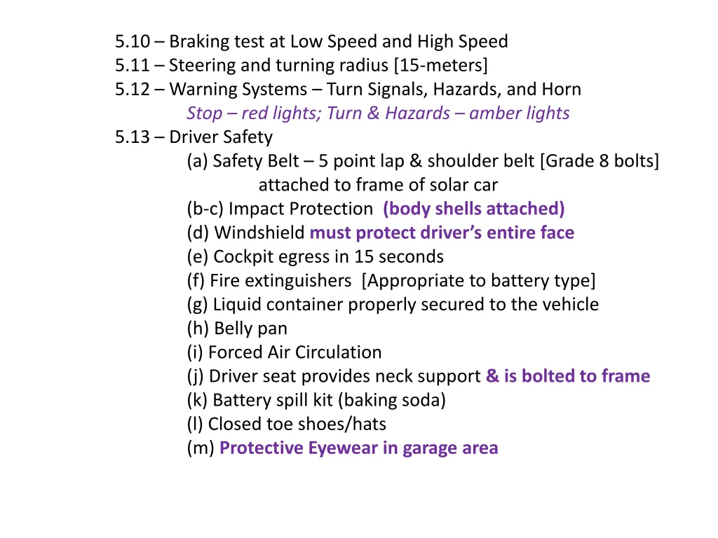 5 10 braking test at low speed and high speed