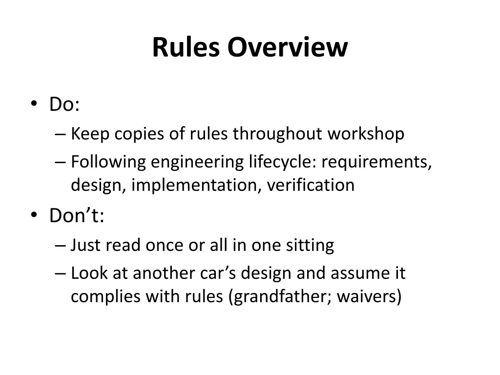 rules overview