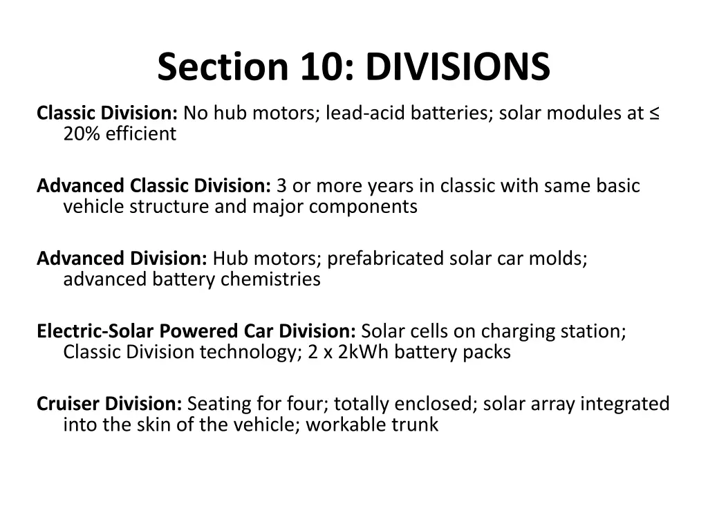 section 10 divisions