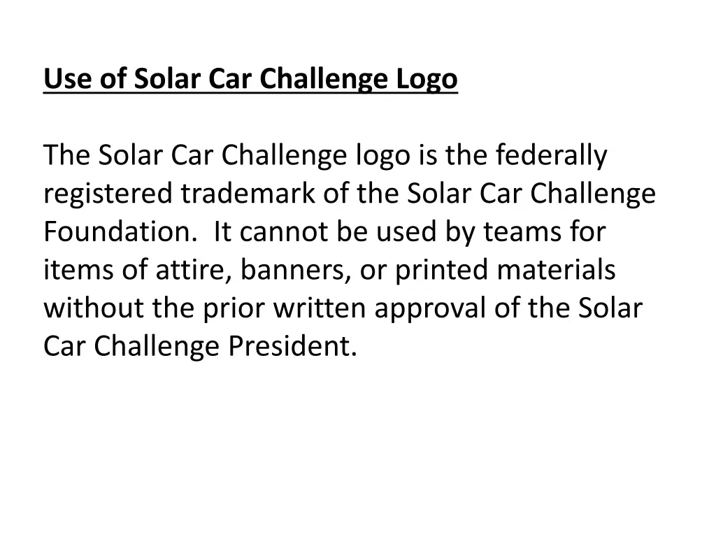 use of solar car challenge logo