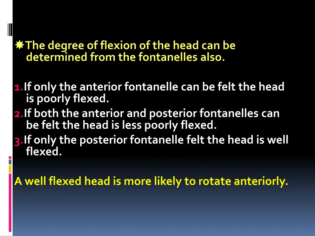 the degree of flexion of the head