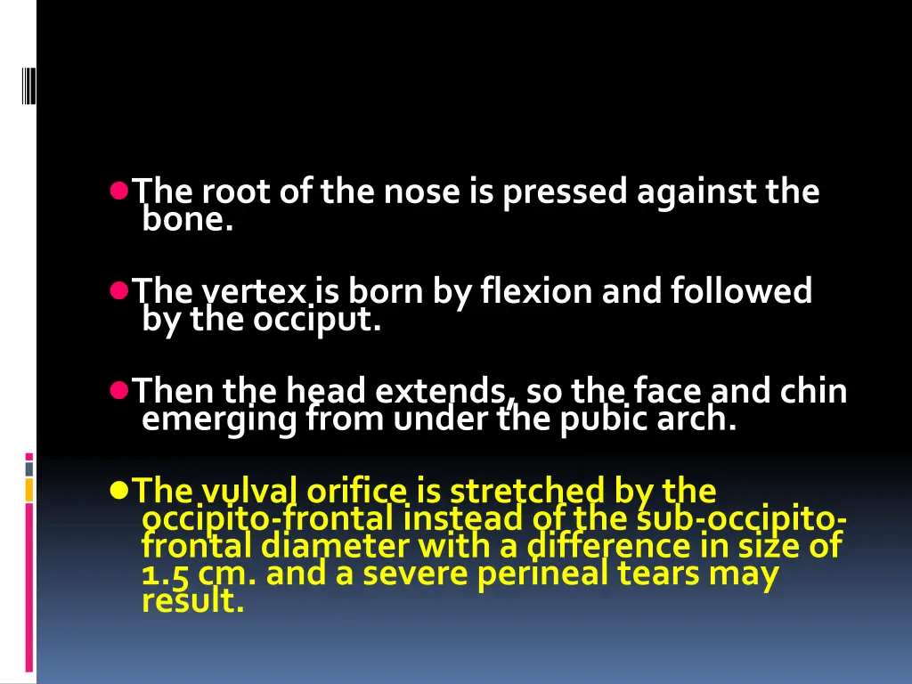 the root of the nose is pressed against the bone