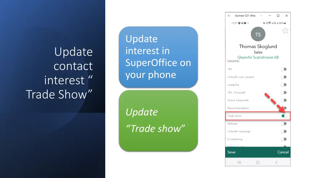 update interest in superoffice on your phone 1