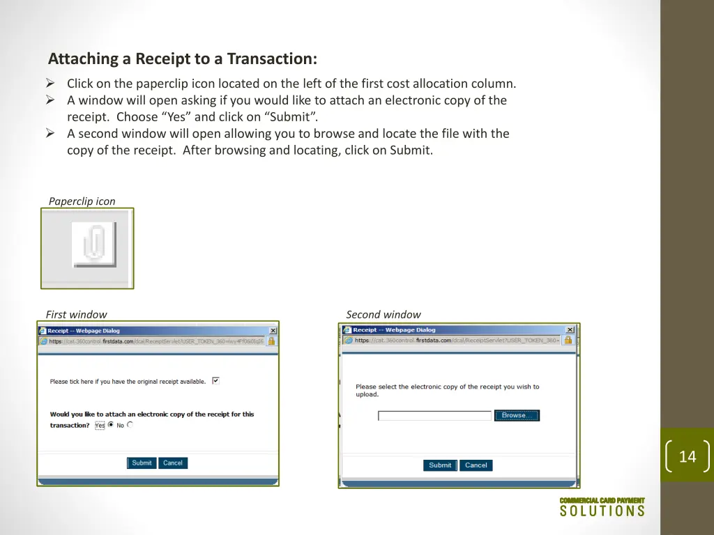 attaching a receipt to a transaction click