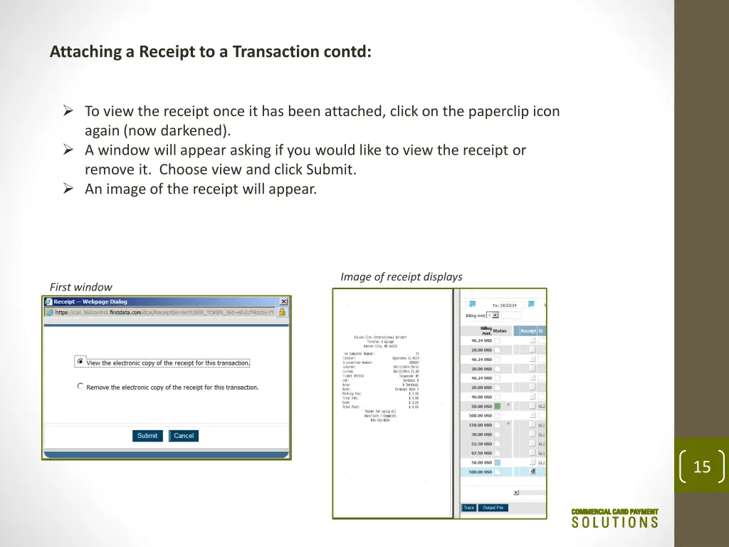 attaching a receipt to a transaction contd