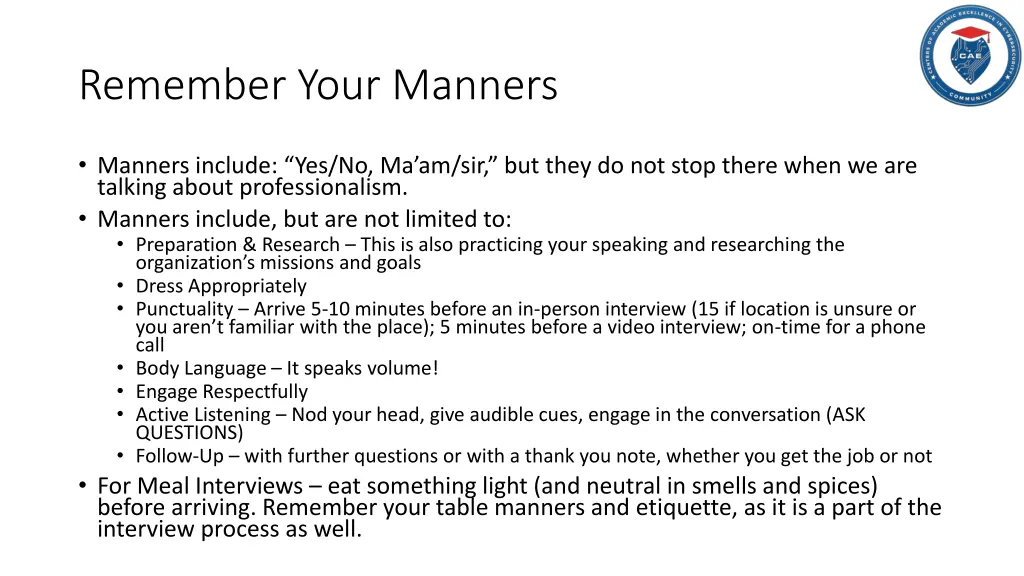 remember your manners