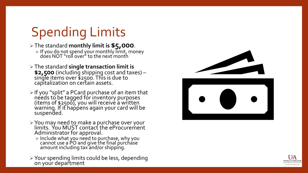 spending limits the standard monthly limit