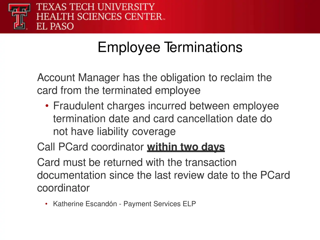 employee t erminations