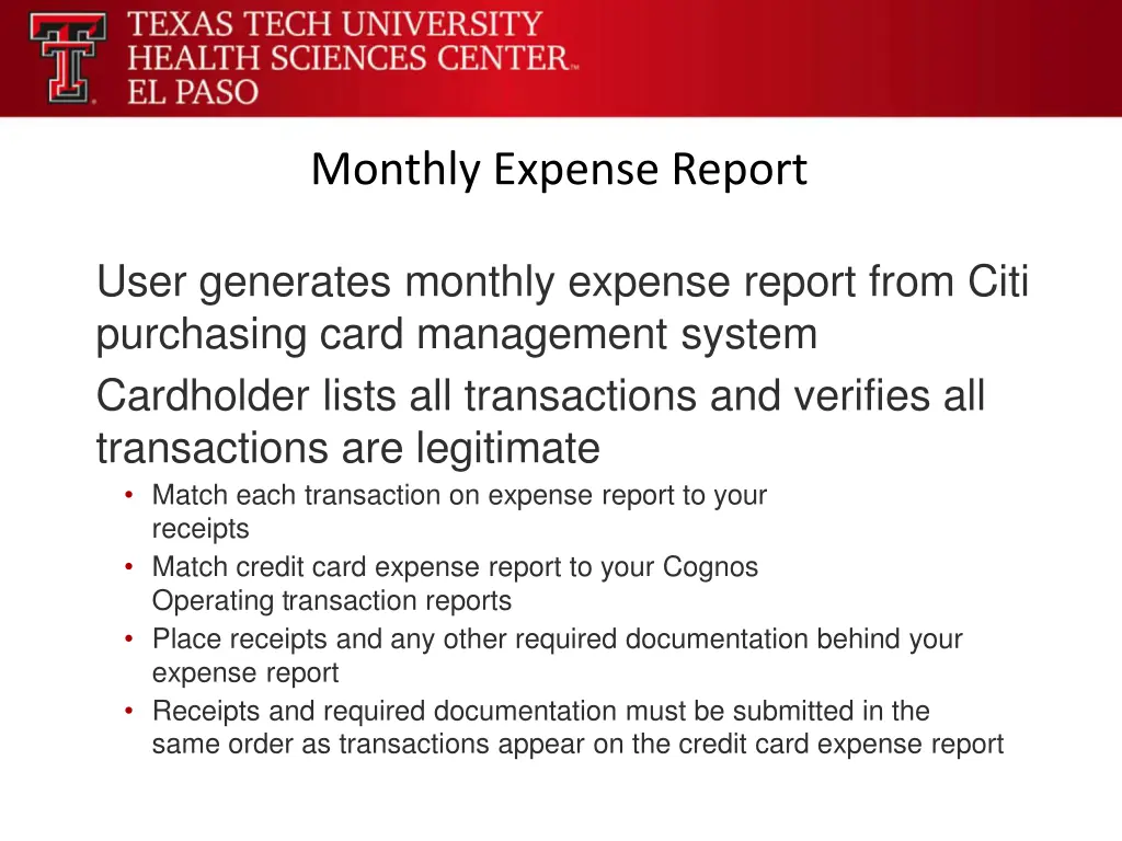 monthly expense report