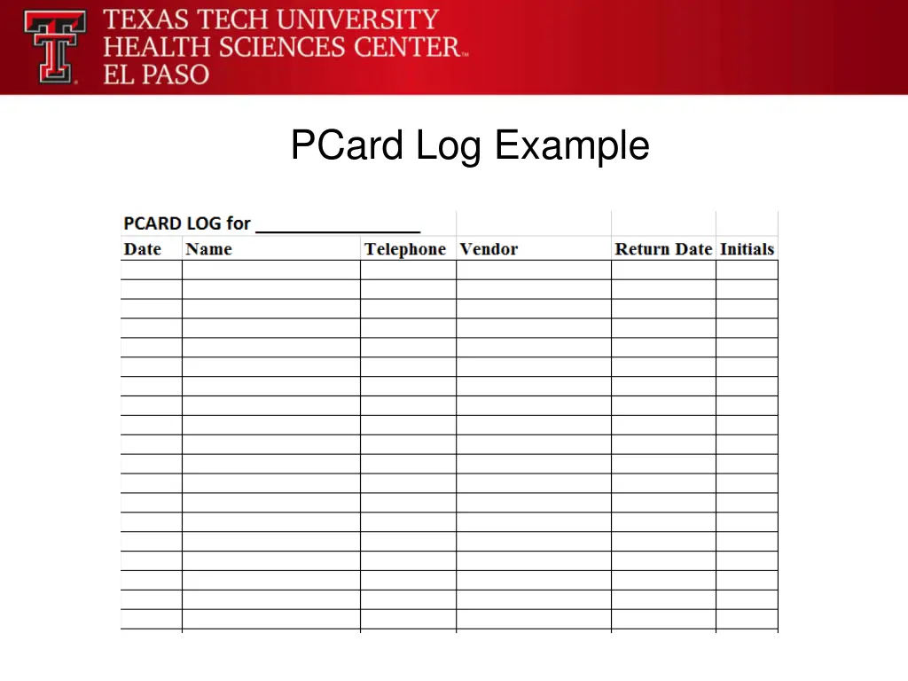 pcard log example