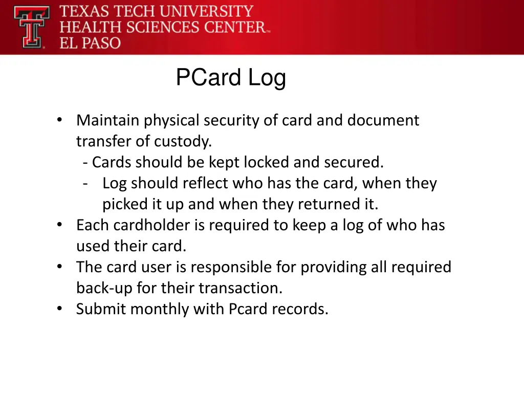 pcard log