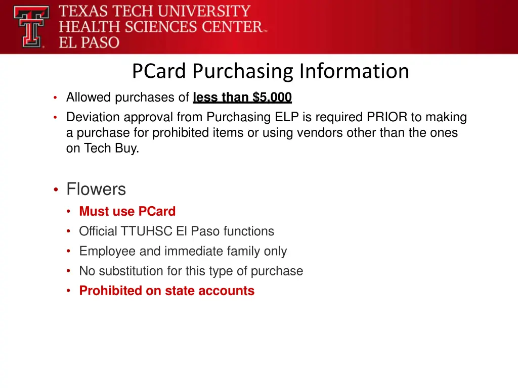 pcard purchasing information allowed purchases