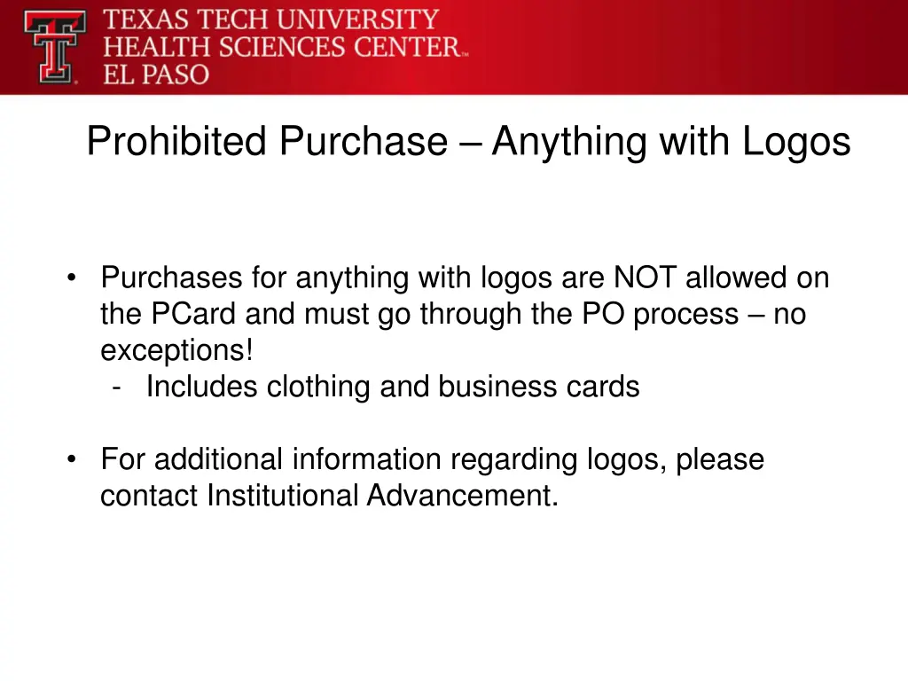 prohibited purchase anything with logos