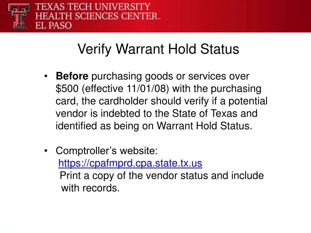 verify warrant hold status