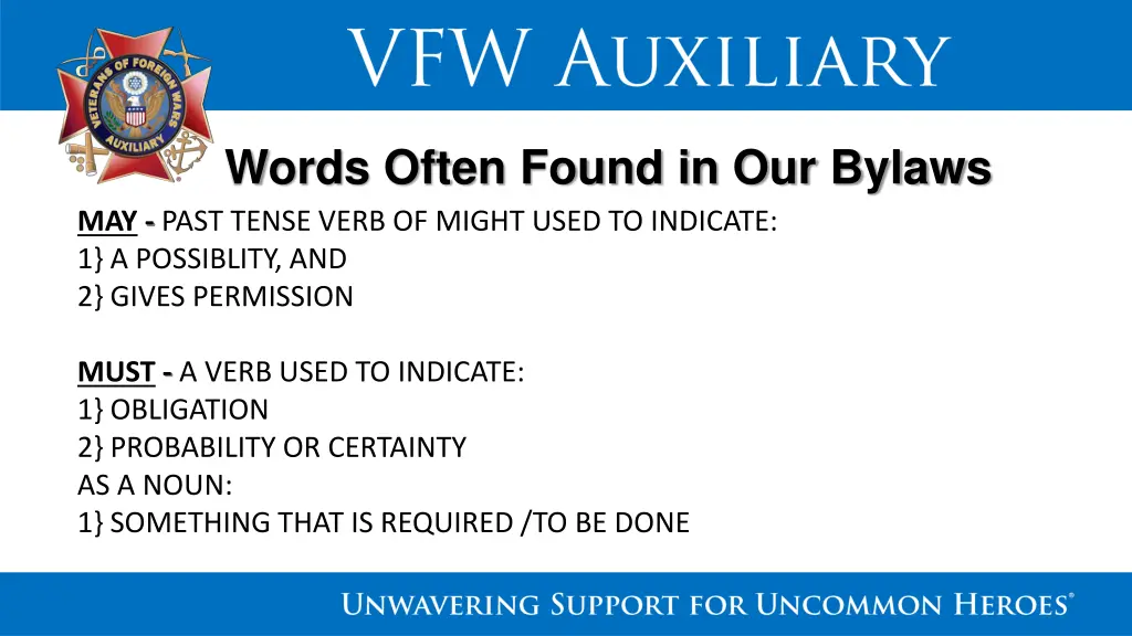 words often found in our bylaws