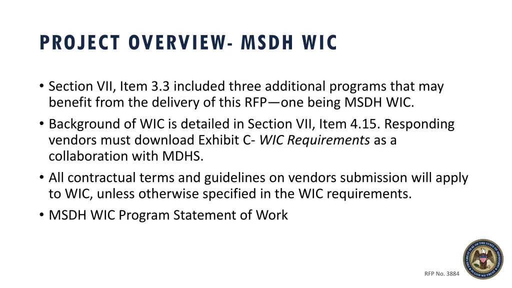 project overview msdh wic