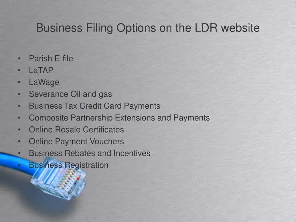 business filing options on the ldr website