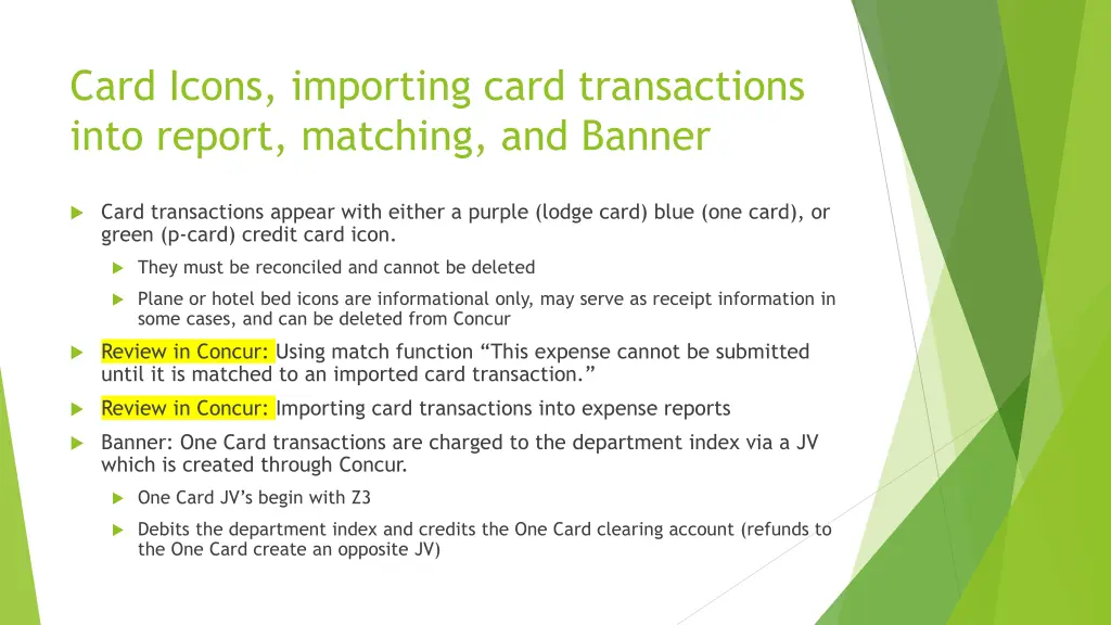 card icons importing card transactions into